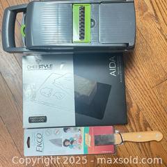 MaxSold Auction: Lot of Multiple Kitchen Items: CheeStyle/AIDA Board , Ekco Knife, Mandoline - Cobourg (Ontario, Canada) SELLER MANAGED Reseller Online Auction - Spragge Crescent