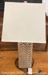 MaxSold Auction: Wood Base Table Lamp with Tapered Rectangular Fabric Shade - Cobourg (Ontario, Canada) SELLER MANAGED Reseller Online Auction - Spragge Crescent