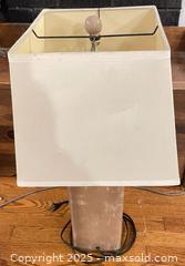 MaxSold Auction: Wood Base Table Lamp with Tapered Rectangular Fabric Shade - Cobourg (Ontario, Canada) SELLER MANAGED Reseller Online Auction - Spragge Crescent