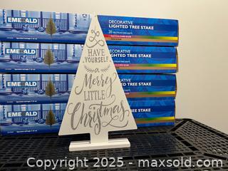 MaxSold Auction: Four 2' lighted Christmas tree stakes and white tree decoration - Langford (British Columbia, Canada) SELLER MANAGED Downsizing Online Auction - Aggregate Court (CONDO)