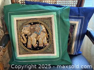 MaxSold Auction: Antique Burmese Kalaga Hand Embroidered Elephant Pillow Cover with Glass Beads and Sequins - San Francisco (California, USA) SELLER MANAGED Estate Sale Online Auction - Kenwood Way