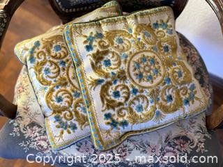 MaxSold Auction: Antique Needlepoint Velvet Silky French Petit Point Square Throw Pillows - San Francisco (California, USA) SELLER MANAGED Estate Sale Online Auction - Kenwood Way