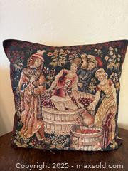 MaxSold Auction: French Tapestry Square Pillow 13.5&#34; Velvet Back  - San Francisco (California, USA) SELLER MANAGED Estate Sale Online Auction - Kenwood Way