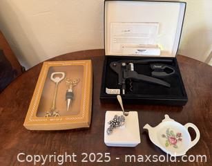 MaxSold Auction: NIB Gold Stag Deer Reindeer Bottle Opener & Stopper, Screwpull Lever Model, & More - San Francisco (California, USA) SELLER MANAGED Estate Sale Online Auction - Kenwood Way
