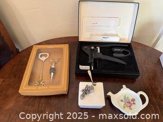 MaxSold Auction: NIB Gold Stag Deer Reindeer Bottle Opener & Stopper, Screwpull Lever Model, & More - San Francisco (California, USA) SELLER MANAGED Estate Sale Online Auction - Kenwood Way