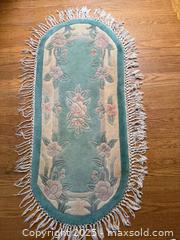 MaxSold Auction: Oval Green and Tan Vintage Chinese Art Deco Rug - San Francisco (California, USA) SELLER MANAGED Estate Sale Online Auction - Kenwood Way