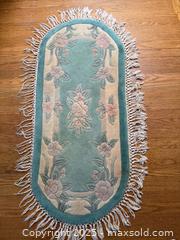 MaxSold Auction: Oval Green and Tan Vintage Chinese Art Deco Rug - San Francisco (California, USA) SELLER MANAGED Estate Sale Online Auction - Kenwood Way