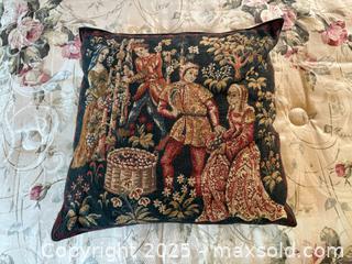 MaxSold Auction: The Wine Press III&#34; Belgian Tapestry Cushion Medieval Grape Harvest Scene Pillow - San Francisco (California, USA) SELLER MANAGED Estate Sale Online Auction - Kenwood Way