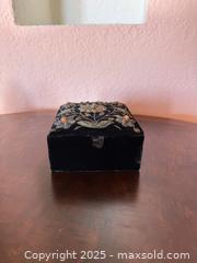 MaxSold Auction: Vintage Black Velvet Embroidered Metallic Needlework Beaded Jewelry Box - San Francisco (California, USA) SELLER MANAGED Estate Sale Online Auction - Kenwood Way