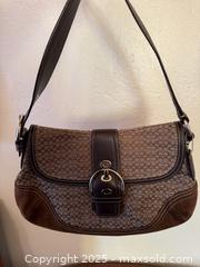 MaxSold Auction: Vintage Coach F10926 Soho Brown Leather &#38; Signature Canvas Shoulder Bag Purse - San Francisco (California, USA) SELLER MANAGED Estate Sale Online Auction - Kenwood Way