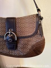 MaxSold Auction: Vintage Coach F10926 Soho Brown Leather &#38; Signature Canvas Shoulder Bag Purse - San Francisco (California, USA) SELLER MANAGED Estate Sale Online Auction - Kenwood Way