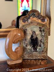 MaxSold Auction: Vintage Hand-Carved Wooden Madonna and Child Sculpture &#38; The Virgin Mary With Angels Painted Board - San Francisco (California, USA) SELLER MANAGED Estate Sale Online Auction - Kenwood Way