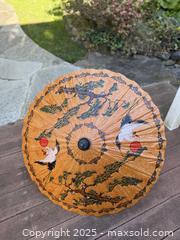 MaxSold Auction: Vintage Hand Painted Chinese Paper Umbrella: Bamboo Asian Parasol - San Francisco (California, USA) SELLER MANAGED Estate Sale Online Auction - Kenwood Way