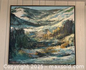 MaxSold Auction: Vintage Mid Century Robert Elsocht Painting. Hills, Snow, Landscape  - San Francisco (California, USA) SELLER MANAGED Estate Sale Online Auction - Kenwood Way