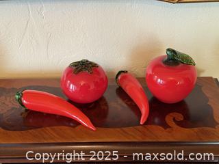 MaxSold Auction: Vintage Murano Hand Blown Glass Vegetables. Apple, Tomato, Chiles. Great lot!  - San Francisco (California, USA) SELLER MANAGED Estate Sale Online Auction - Kenwood Way