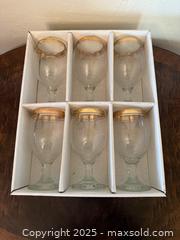 MaxSold Auction: Vintage Pasabahce Circle Turkey Art of Glass Set of 6 Wine Glasses with Gold Rim - San Francisco (California, USA) SELLER MANAGED Estate Sale Online Auction - Kenwood Way