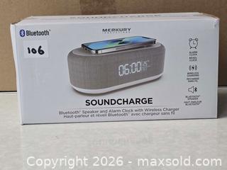 MaxSold Auction: M106 - Soundcharge Bluetooth Speaker & Alarm Clock With Wireless Charger - New - Whitby (Ontario, Canada) SELLER MANAGED Reseller Online Auction - Smartstop Self Storage Taunton Road E (STORAGE)