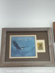 MaxSold Auction: Framed Stamp Art Lot (3) – Eagle, Law & Order, Teachers of America –  - Upland (California, USA) SELLER MANAGED Reseller Online Auction - Monte Vista