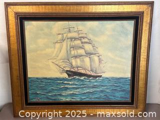 MaxSold Auction: Framed Vintage Nautical Oil Painting - Upland (California, USA) SELLER MANAGED Reseller Online Auction - Monte Vista