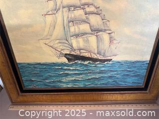 MaxSold Auction: Framed Vintage Nautical Oil Painting - Upland (California, USA) SELLER MANAGED Reseller Online Auction - Monte Vista