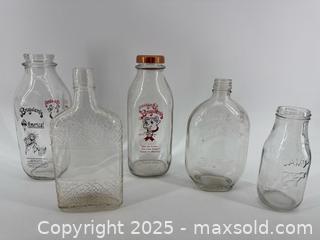 MaxSold Auction: Lot of 5 Vintage Glass Milk Bottles - Upland (California, USA) SELLER MANAGED Reseller Online Auction - Monte Vista