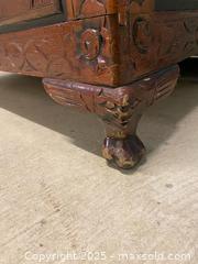 MaxSold Auction: Carved Wooden Storage Chest  - Vancouver (British Columbia, Canada) SELLER MANAGED Reseller Online Auction - East 7th Avenue (STORAGE)