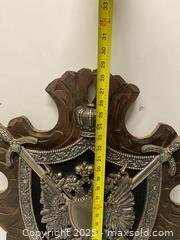 MaxSold Auction: Decorative Wall Plaque with Swords & Double-Headed Eagle Crest (Approx. 32”) - Vancouver (British Columbia, Canada) SELLER MANAGED Reseller Online Auction - East 7th Avenue (STORAGE)