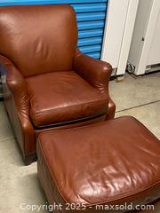 MaxSold Auction: Sklar-Peppler Genuine Leather Armchair with Ottoman – Made in Canada - Vancouver (British Columbia, Canada) SELLER MANAGED Reseller Online Auction - E 7th Avenue (STORAGE)