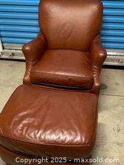 MaxSold Auction: Sklar-Peppler Genuine Leather Armchair with Ottoman – Made in Canada - Vancouver (British Columbia, Canada) SELLER MANAGED Reseller Online Auction - E 7th Avenue (STORAGE)