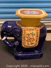 MaxSold Auction: Vintage Blue Ceramic Elephant Garden Stool / Side Table - Vancouver (British Columbia, Canada) SELLER MANAGED Reseller Online Auction - East 7th Avenue (STORAGE)