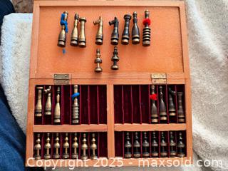 MaxSold Auction: Antique Decorative Chess Set with Foldable Wooden Board - Toronto (Ontario, Canada) SELLER MANAGED Downsizing Online Auction - O' Connor Drive (CONDO)