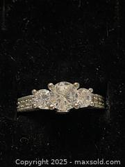 MaxSold Auction: Vintage Antique MCM Style Sterling Silver Three-Stone Ring with Round Brilliant Stones - Toronto (Ontario, Canada) SELLER MANAGED Downsizing Online Auction - O' Connor Drive (CONDO)
