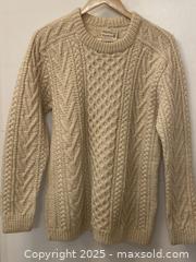 MaxSold Auction: Vintage Gaeltarra Aran Handknit Cable Sweater, 112 cm (44&#34;) Cream Wool - Toronto (Ontario, Canada) SELLER MANAGED Downsizing Online Auction - O'connor Drive (CONDO)