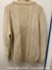 MaxSold Auction: Vintage Gaeltarra Aran Handknit Cable Sweater, 112 cm (44&#34;) Cream Wool - Toronto (Ontario, Canada) SELLER MANAGED Downsizing Online Auction - O'connor Drive (CONDO)