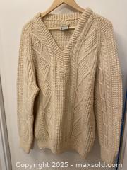 MaxSold Auction: Vintage Kennedy of Ardara Cream Aran Cable V-Neck Wool Pullover - Hand Made - Toronto (Ontario, Canada) SELLER MANAGED Downsizing Online Auction - O'connor Drive (CONDO)