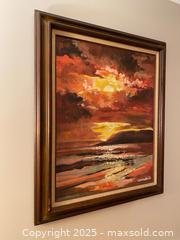 MaxSold Auction: Vintage MCM Original Art. Framed Seascape Oil Painting, Sunset on Stretched Canvas - Toronto (Ontario, Canada) SELLER MANAGED Downsizing Online Auction - O' Connor Drive (CONDO)