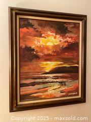MaxSold Auction: Vintage MCM Original Art. Framed Seascape Oil Painting, Sunset on Stretched Canvas - Toronto (Ontario, Canada) SELLER MANAGED Downsizing Online Auction - O' Connor Drive (CONDO)