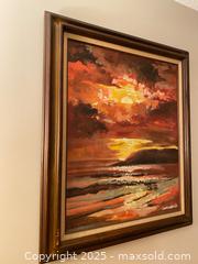 MaxSold Auction: Vintage MCM Original Art. Framed Seascape Oil Painting, Sunset on Stretched Canvas - Toronto (Ontario, Canada) SELLER MANAGED Downsizing Online Auction - O' Connor Drive (CONDO)
