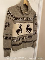 MaxSold Auction: Vintage Men's Lambswool Shawl-Collar Zip Cardigan with Deer Motif - Toronto (Ontario, Canada) SELLER MANAGED Downsizing Online Auction - O' Connor Drive (CONDO)