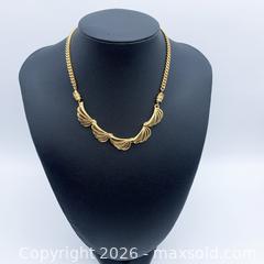 MaxSold Auction: Hanae Mori Gold-Plated Winged Scallop Statement Bib Necklace - Vancouver (British Columbia, Canada) SELLER MANAGED Downsizing Online Auction - W20th Avenue (CONDO)