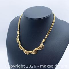 MaxSold Auction: Hanae Mori Gold-Plated Winged Scallop Statement Bib Necklace - Vancouver (British Columbia, Canada) SELLER MANAGED Downsizing Online Auction - W20th Avenue (CONDO)