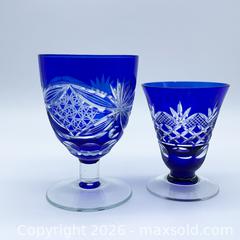 MaxSold Auction: Kiriko Japanese Cut Glass Cobalt Blue Goblets, Set of 2 - Vancouver (British Columbia, Canada) SELLER MANAGED Downsizing Online Auction - W20th Avenue (CONDO)