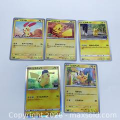 MaxSold Auction: Lot of 5 Japanese Pikachu Pokémon Cards - Vancouver (British Columbia, Canada) SELLER MANAGED Downsizing Online Auction - W20th Avenue (CONDO)
