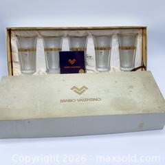 MaxSold Auction: Mario Valentino Tumbler Glass Set with Gold Band, 5 Pieces - Vancouver (British Columbia, Canada) SELLER MANAGED Downsizing Online Auction - W20th Avenue (CONDO)