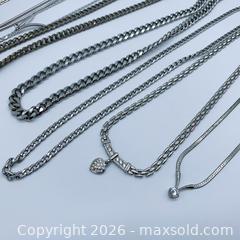 MaxSold Auction: Mixed Lot of Silver-Tone Necklaces and Chains  - Vancouver (British Columbia, Canada) SELLER MANAGED Downsizing Online Auction - W20th Avenue (CONDO)