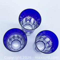 MaxSold Auction: Set of 3 Japanese Kiriko Glass Tumblers, Cobalt Blue - Vancouver (British Columbia, Canada) SELLER MANAGED Downsizing Online Auction - W20th Avenue (CONDO)