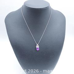 MaxSold Auction: Silver-Plated Amethyst Pendant Necklace with CZ Accents - Vancouver (British Columbia, Canada) SELLER MANAGED Downsizing Online Auction - W20th Avenue (CONDO)