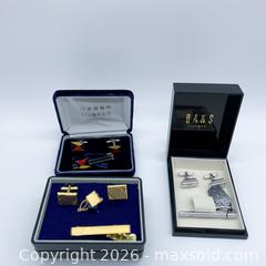MaxSold Auction: Three Sets: Cufflinks & Tie Bars — Gold, Enamel, DAKS Silver - Vancouver (British Columbia, Canada) SELLER MANAGED Downsizing Online Auction - W20th Avenue (CONDO)