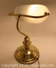 MaxSold Auction: Vintage Brass Banker's Desk Lamp with Opaline Glass Shade - Vancouver (British Columbia, Canada) SELLER MANAGED Downsizing Online Auction - W20th Avenue (CONDO)