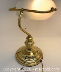 MaxSold Auction: Vintage Brass Banker's Desk Lamp with Opaline Glass Shade - Vancouver (British Columbia, Canada) SELLER MANAGED Downsizing Online Auction - W20th Avenue (CONDO)